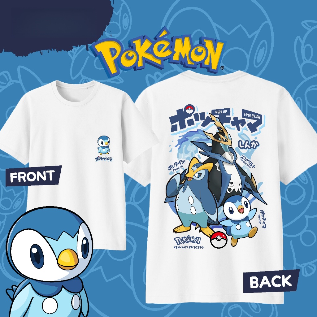 Street Fashion In Japan - Anime Pokémon Piplup Evolution Printed Cotton