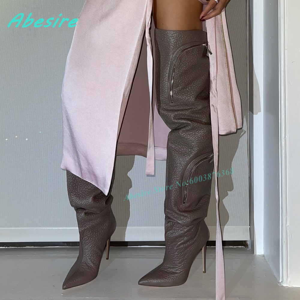 Blue Denim Pointed Toe Over Th - Street Fashion Show review and price