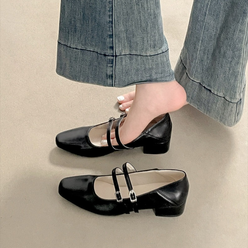 Square Toe Low Heel Women Silv - Street Fashion Shoes review and price