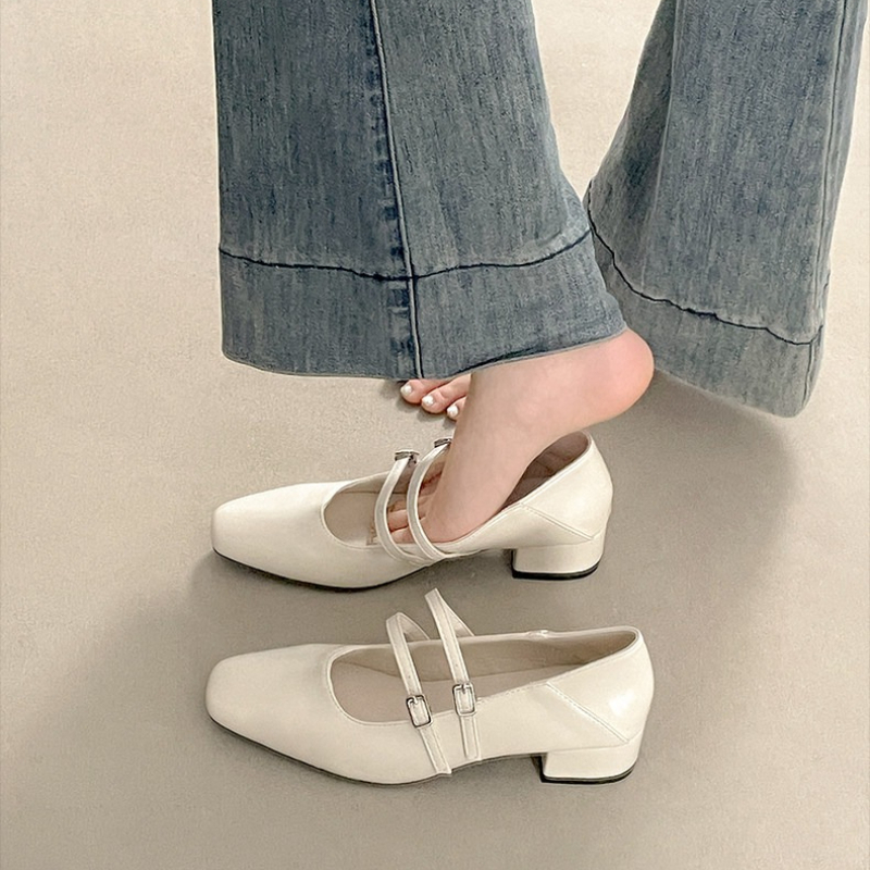 Square Toe Low Heel Women Silv - Street Fashion Shoes review and price