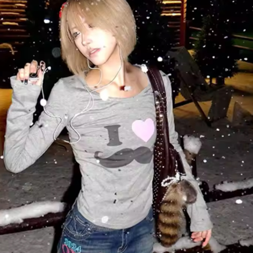 Japanese Y2K Beard Print T-Shi - Street Fashion In Japan review and price