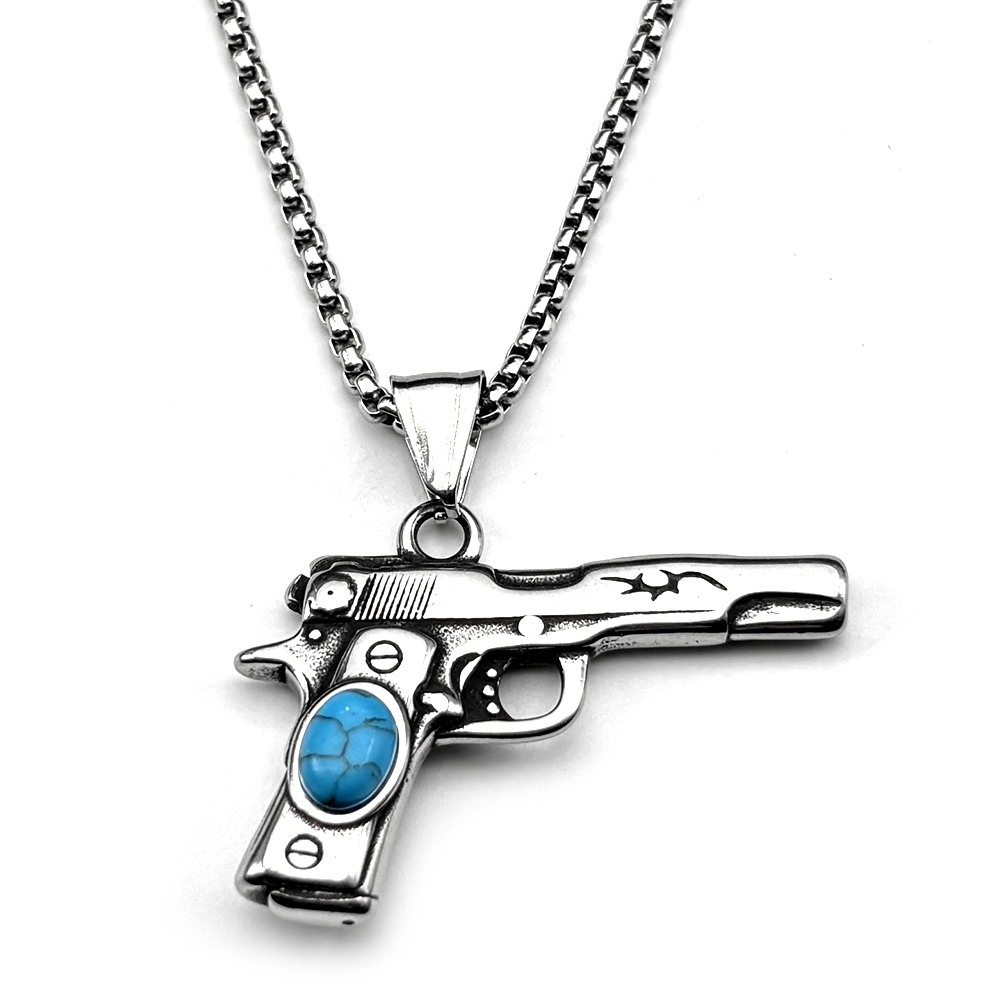 Retor Dark Punk Pistol Necklac - Street Fashion Show review and price