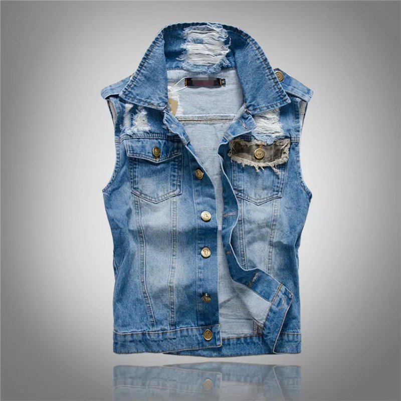 Men Slim Denim Vests Jackets W - Street Fashion Style Male review and price