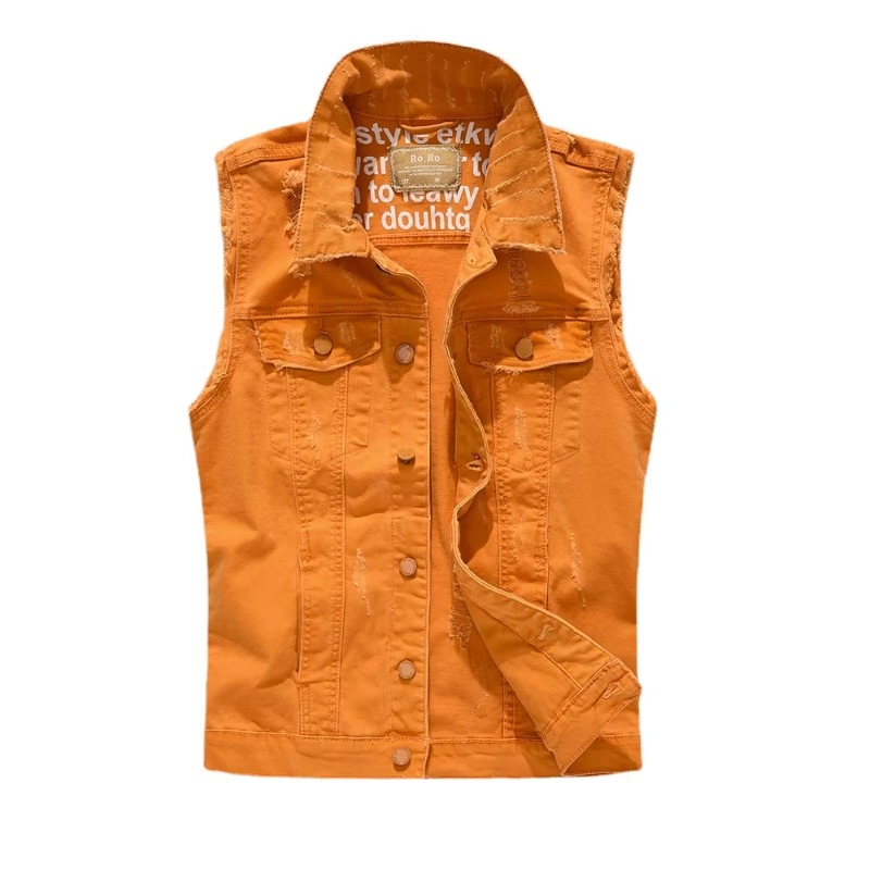 Men Slim Denim Vests Jackets W - Street Fashion Style Male review and price