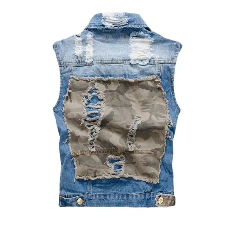 Men Slim Denim Vests Jackets W - Street Fashion Style Male review and price
