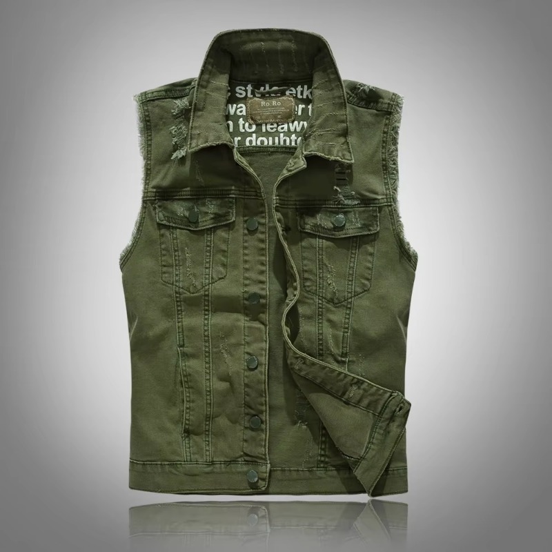 Men Slim Denim Vests Jackets W - Street Fashion Style Male review and price