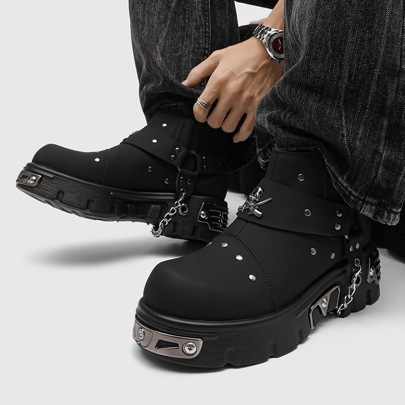 Rock Punk Metal Patchwork Moto - Street Fashion Style Male review and price