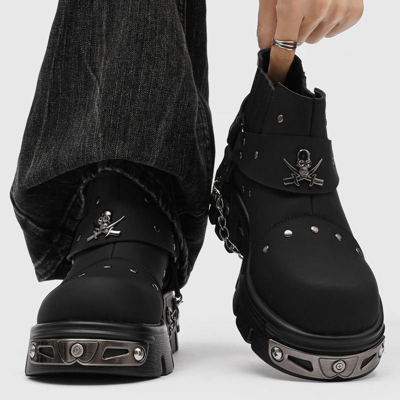 Rock Punk Metal Patchwork Moto - Street Fashion Style Male review and price