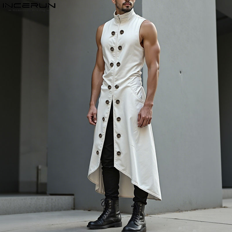 INCERUN Men Long Style Vests S - Street Fashion Style Male review and price