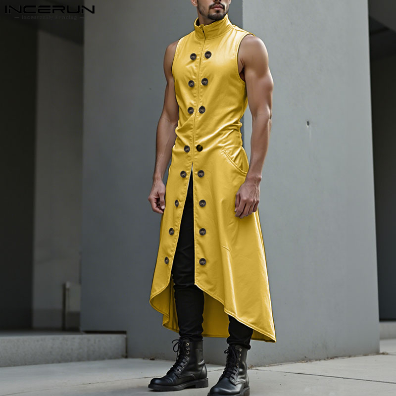 INCERUN Men Long Style Vests S - Street Fashion Style Male review and price
