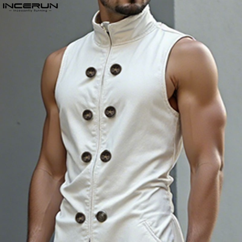 INCERUN Men Long Style Vests S - Street Fashion Style Male review and price